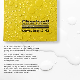 Exacompta - Ref 2142Z - Chartwell - Dimensions Casebound Survey Book - 106 x 205mm in Size, Lined Rulings, Numbered Sheets - Suitable for Use Outdoors & in Wet Conditions - Yellow