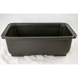 Yubonzai Japanese Heavy Duty Dark Brown Rectangular Plastic Bonsai Training Pot, Cactus & Succulent Planter - 10.5"x 7.75"x 3.5" (1 Pot)