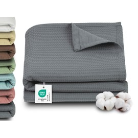 ZOLLNER Cuddly Blanket in 150 x 200 cm – Wrinkle-Resistant and Breathable Couch Blanket in Grey – Washable up to 60 °C – Timeless Waffle Pattern – Hotel Linen Quality – Oeko Tex® Certified