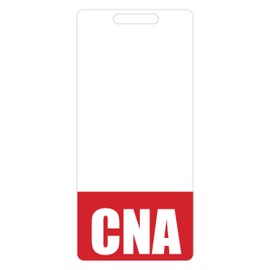 CNA Badge Buddy (Red) - Vertical Heavy Duty Badge Tags for Certified Nursing Assistants - Double Sided Badge Identification Card