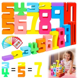 Yuyueda Pack of 20 Number Blocks, Number Blocks, Wooden Building Blocks, Montessori Learning Numbers, Colourful Building Wooden Building Blocks from 3 Years, Wooden Number Block Toy for Boys Girls