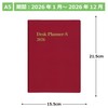 Hakubunkan Notebook 2026 A5 Weekly Desk Planner with Spin, Red