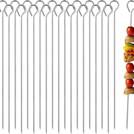 20 PCS BBQ Metal Skewers, Metal Skewers for BBQ, Kebabs, Grilling & Oven. 7.87" (20cm) Stainless Steel Air Fryer Skewer, Chicken Skewer, Metals KebabSkewer, Outdoor Barbecues, Durable & Reusable