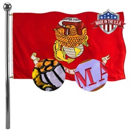 Jayus Embroidered US Marine Corps (USMC) Military Flags 2x3 Outdoor- 340D Heavy Duty Nylon Double Sided USMC Flag Banner with 2 Grommets