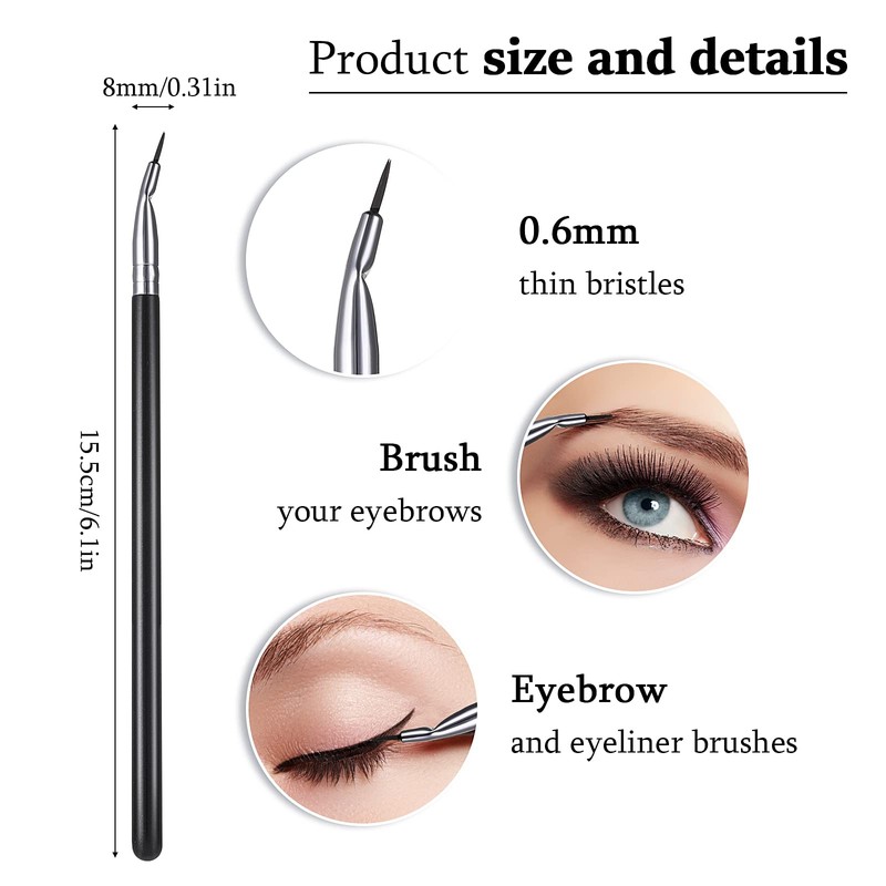 Lusofie 3pcs Eyeliner Brush Set, Professional Eye Makeup Brushes Angled