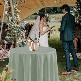 Fitable 6 Pack Sage Green Round Tablecloths - 108 Inches Round - Wrinkle and Stain Resistant Fabric Table Clothes, Washable Polyester Table Covers for Wedding, Party, Banquet, Formal Events