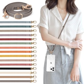 Mavanda Smartphone Shoulder Strap, Shoulder Strap, Portable Shoulder Strap, Adjustable Length: Approx. 27.6 - 53.1 inches (70 - 135 cm), Leather iPhone Strap