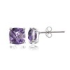 Sterling Silver 6mm Cushion-Cut Amethyst Stud Earrings