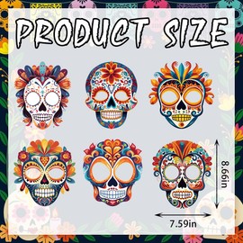 6PCS Day of the Dead Masks Dia de los Muertos Masks Colorful Sugar Skull Face La Catrina Paper Masks for Mexican Fiesta Costume Accessories Día de los Muertos Photo Props Party Cosplay Favor Supplies