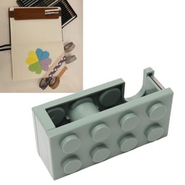 Tape Dispenser, Small and Filigree Desktop Tape Dispenser with Sharp Blade, Cute Mini Tape Dispenser in Building Block Shape for Office, School, Home (Green)