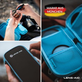 LENS-AID Filter bag for round filters with compartments for filters up to 82 mm, storage bag for polarising filter, UV filter, camera lid etc.