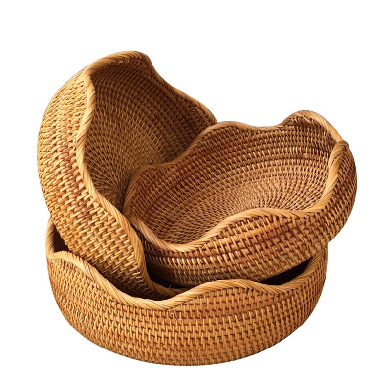 Rattan Woven Storage Basket for Fruit, Bread, Food, Kitchen, Home