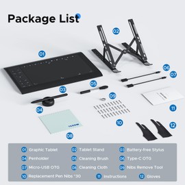 TeinenRon Graphics Drawing Tablet with Stand,10x6 Inch Drawing Tablet with 8192 Level Pen,12 Hot Keys,Digital Drawing Pad Compatible with PC/Mac/Android for Painting,Design&Online Teach