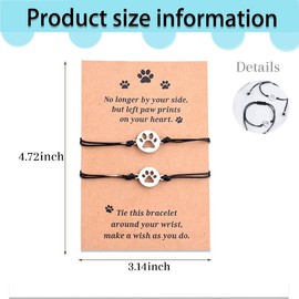 Dog Pet Memorial Gifts Bracelet Loss of Dog Pet Sympathy Gift Friendship Paw Print Bracelets for 2 Dogs Cats Lovers Remembrance Passing Away Gifts For Dogs Cats Bereavement Gift For Cat Lover