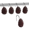 EleCharm 12-Pack Resin Pinecone Decorative Shower Curtain Hooks Steel Sliding