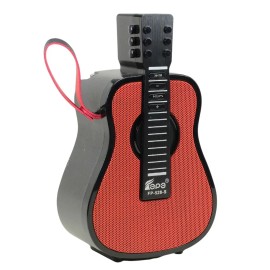 Portable Guitar-Shaped Bluetooth Speaker with Solar Charging, LED Light, FM, SD/USB Support for Universal DeviceMaterial: Durable ABS plastic and electronic components, Feature: Solar charging, FM radio, LED light, TF card, USB flash drive support, color