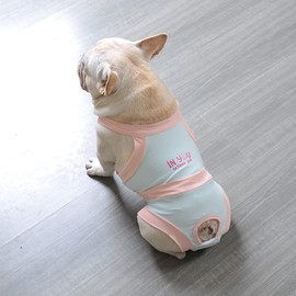 Washable Cotton Female Dog Diapers with Suspender, Reusable Elastic Soft Pet Sanitary Panties for Small Doggy, Cute Dog Jumpsuit Underwear for Girl Puppy Incontinence, Butt Hole Design Anti-harassment