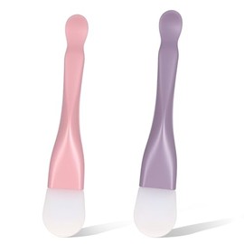 2PCS Silicone Face Mask Brush, Soft Facial Applicator 5.7 in Face Mask Spatula Skincare Applicator Beauty Tool for Clay, Cream, Gel, Mud Masks Pink and Purple