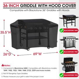 Unicook 5482 Griddle Cover for Blackstone 36 Inch Griddle with Hood, Heavy Duty Waterproof Flat Top Gas Grill Cover, 4 Burner Pro Series Griddle Grill Cover for Blackstone 1899, 1902 and More