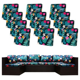 12 Pcs Stretch Patio Cushion Covers,Outdoor Couch Covers Replacement,Outdoor Couch & Sofa Slipcovers,for Patio Furniture Cushion Covers,Washable Reusable Furniture Protector (Summer Night ,Cover Only)