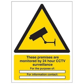 V Safety Warning Security - Monitored By 24 CCTV For The Purpose Of¿ - 150 X 200mm