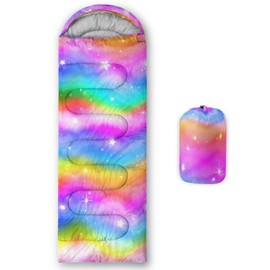 BSNTHO Rainbow Camping Sleeping Bags,3 Season Warm & Cool Weather,Lightweight,Waterproof Sleeping Bags for Adults & Kids,Traveling,and Outdoors,Camping Gear Equipment,31x90inch