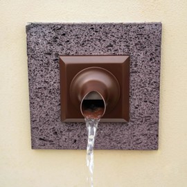 PONDO 2'' Round Water Fountain Spout, 316 Stainless Steel Spillway Waterfall Accent Scupper Feature with Integrated Spray Baffle for Landscape Decor, Garden Pond, Pool, Fountain (Brown)