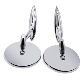 Prefer Warehouse Pair Chrome Round Bowtie Outside Rearview Mirrors Ribbed Base Left & Right Compatible With Chevy Bel Air Biscayne Impala Corvair Chevelle El Camino Nova 1963 1964 1965, silver
