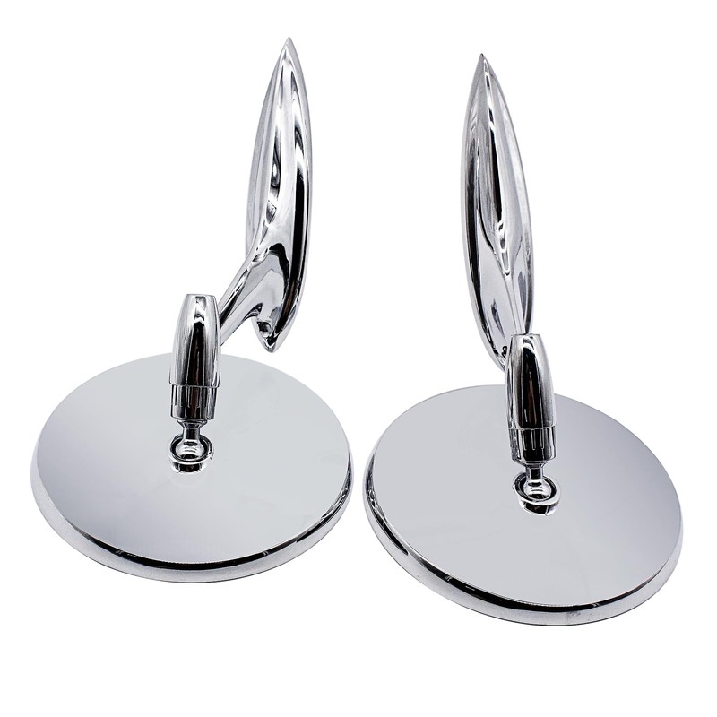 Prefer Warehouse Pair Chrome Round Bowtie Outside Rearview Mirrors Ribbed