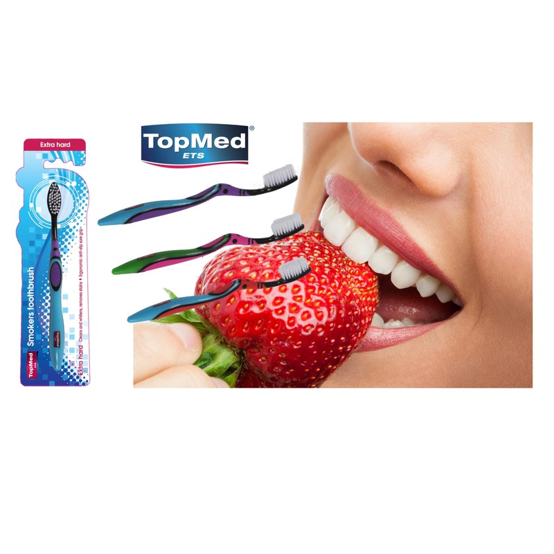 Top Med ETS Smokers Toothbrush Extra Hard (Red and Blue,