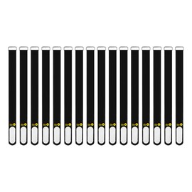 Wrap-It Storage Cinch-Straps, 12-in (16-Pack) Black - Hook and Loop Strap with Write on Label for Easy Cord Identification and Cable Management