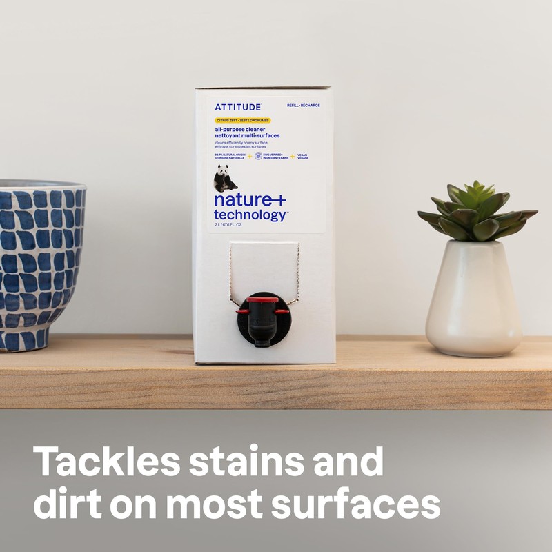 ATTITUDE All-Purpose Cleaner Refill, EWG Verified, Plant-Based & Vegan, Multi-Surface