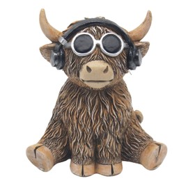 Lesser & Pavey Happy Highland Cow DJ Moo-Sic Home Decor Figurines & Ornaments For Home & Office | Decorative Home Accessories Statues For Indoor & Outdoor | Lovely Gifts for Women & Men