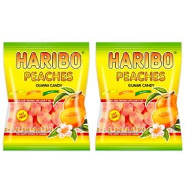 Haribo Peaches Gummi Candy 4 oz bag (2 bags 8 oz total)