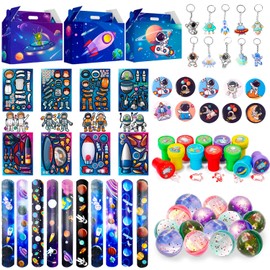 Space Party Favors, 70pcs Space Themed Party Favors, Space Birthday Decorations Included Space Goodie Bags Stamp Slap Bracelet etc Space Birthday Party Favors for Space Themed Birthday Party Supplies