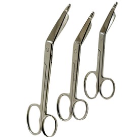 3 Pack - EMT Nurse Bandage Scissors with One Large Finger Ring and Angled Blades Sizes 4.5" + 5.5" + 7.25" - Stainless Steel Bandage Cutting Shears