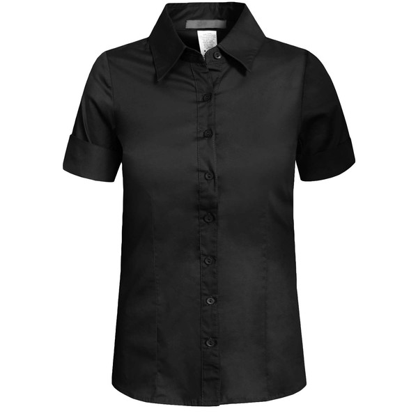 J. LOVNY Girl's Basic Casual Long Sleeve Roll Up Button