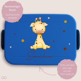 Children's Bento Box Midi Lunch Box for Mepal Bento Box - Giraffe Gift Giraffe African Animal Giraffe Lover - 900 ml - Blue - Maple Lunch Box Nursery Breakfast Box