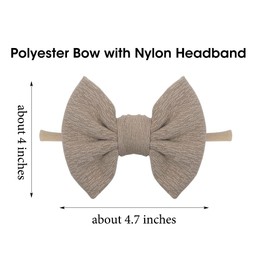 Esumun Baby Girl 5 Inch Bow Nylon Headband 4 PCS, Khaki Hair Bows Hair Band, Girl Hair Accessories for Newborn Infant Toddlers(A DL coffee NB 4pc)