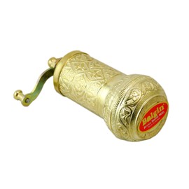 Cape Moda Turkish Brass and Steel Mini Refillable Pepper & Other Spice Grinder Two Pack, Hand Mill with Manual Handle Crank (2 Pack of 4.2 inch)