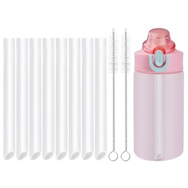 Bubrike Replacement Straws Compatible with Zak Designs Sage Kids Water Bottle 16 oz -Include 8 Pack Clear Straws and 2 Pack Cleaning Brushes(Bottle Not Included)
