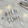 Snowflake Glazed Handmade Nail Tips - Super Short Square /