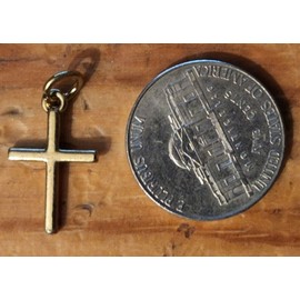 Unbranded Lot of 3 Religious Cross Necklace Pendant Bracelet Charm Gold Colored 3/4" God