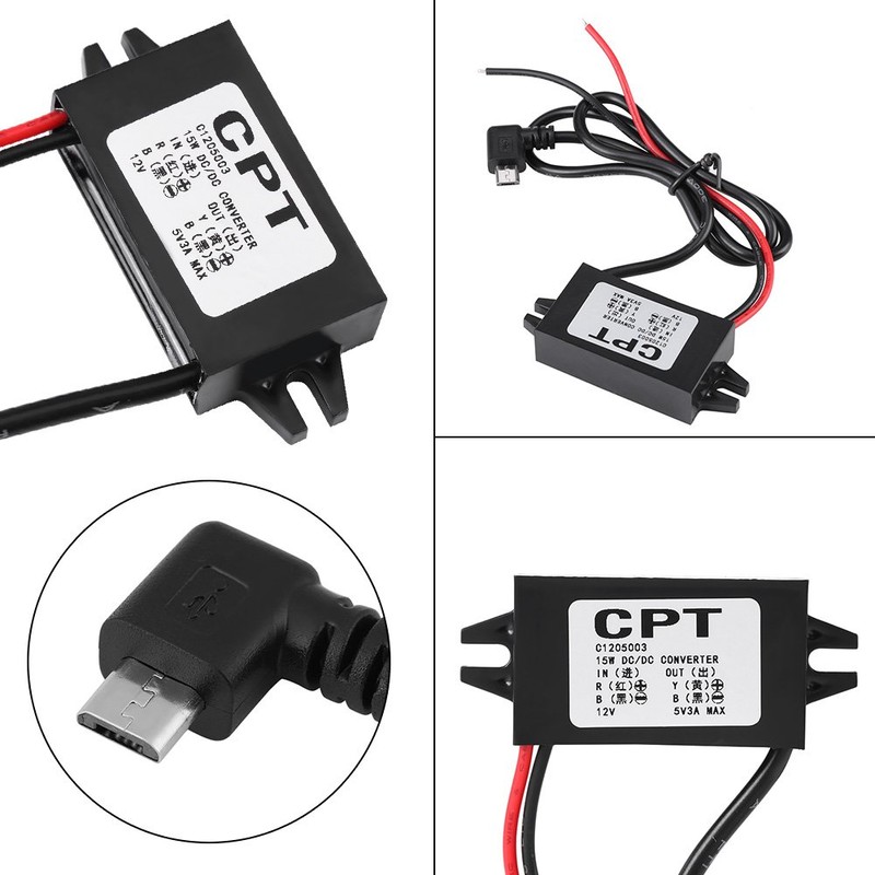 Micro USB Voltage Converter, DC-DC 12V to 5V 3A Micro