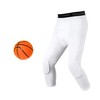 Unlimit Basketball Compression Pants with Pads, White 3/4 Capri Pants Padded, Basketball Tights Leggings (L)
