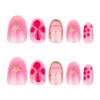 24Pcs Summer Red Flower Press On Nails, Short Fake Nails
