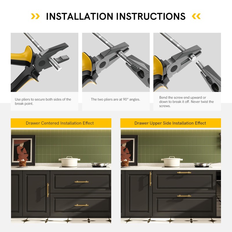 Rergy 10 Pack Gold Cabinet Handles, 6-1/4inch Hole Center Pulls,