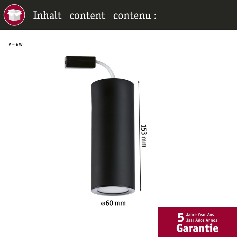 Paulmann 93107 LED Ceiling Light Barrel Round 6 W 470