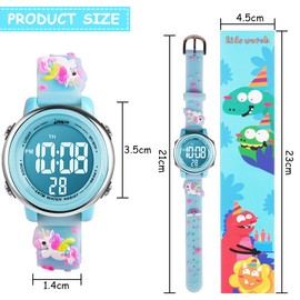 Vicloon Kids Watch, Toddler Digital Watch, Digital Watch LED Electrical Watches 7 Color Lights Watch Sport Outdoor with Alarm Stopwatch Unicorn Toys Gift for 6-12 Year Girls Children Wristwatch