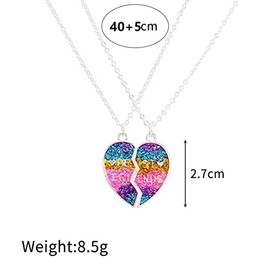MenYiYDS 2 Pcs BFF Necklaces Friendship Necklace Magnetic Best Friends Girls Necklace for Girls Birthday Gifts Pendant Chain Gifts (Color)